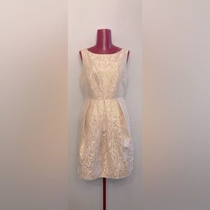 Eliza J Cream Sheath Dress with Scoop Neck Sleeveless Design